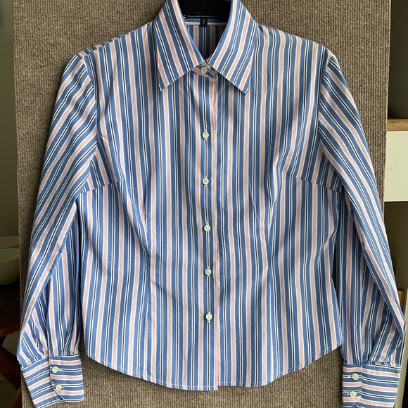 Ladies blue pink white 100% cotton striped dress shirt size 38 european - Picture 7 of 7